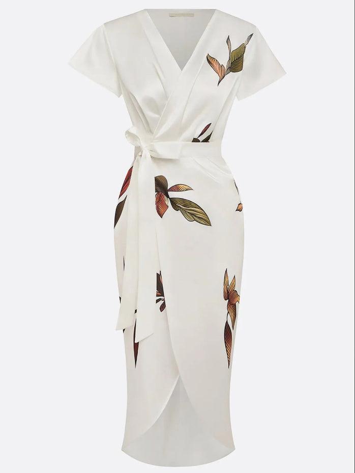 Elena Floral Midi Wrap Dress