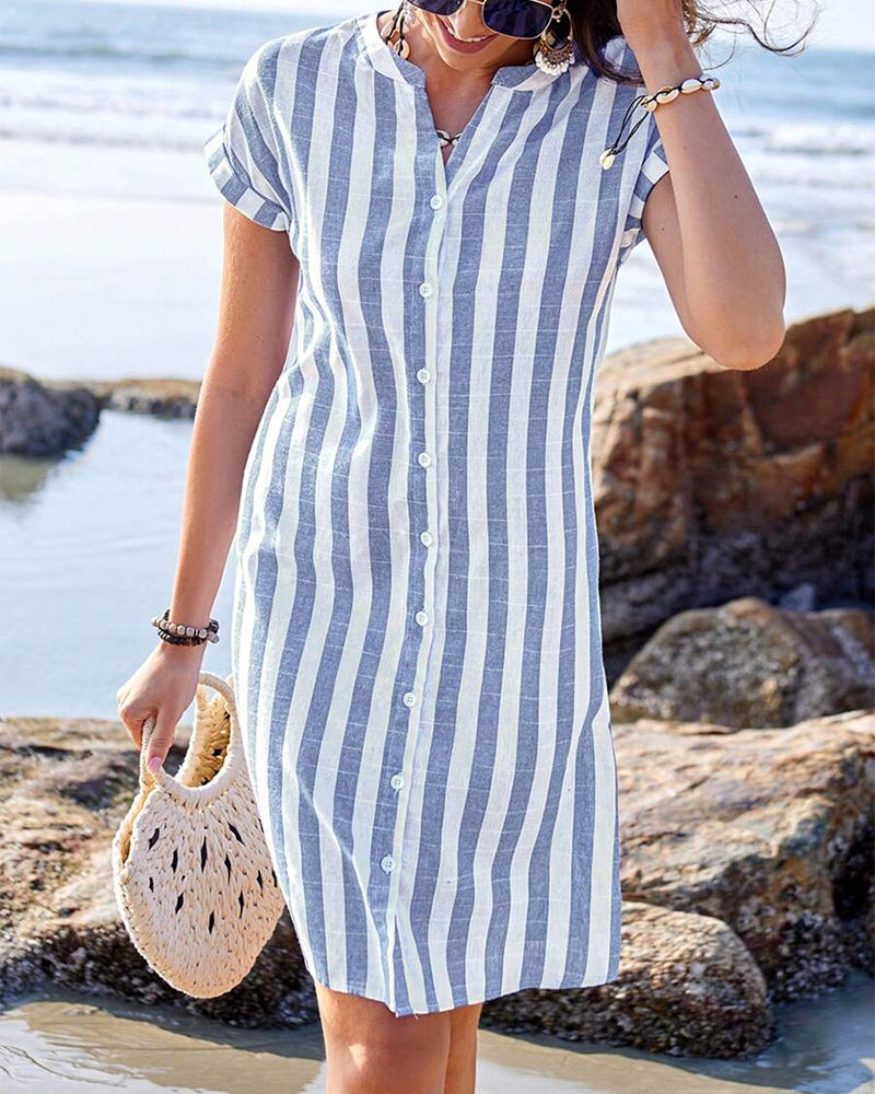 Madison| Elegant Striped Shirt Dress