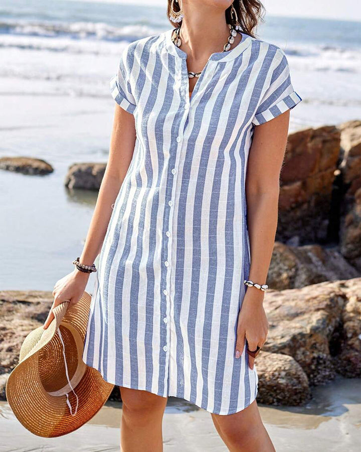 Madison| Elegant Striped Shirt Dress