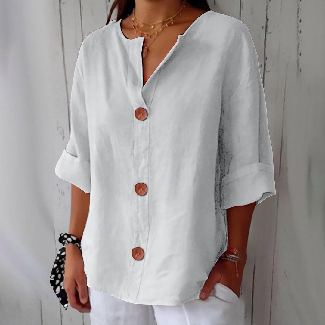 Clara – Effortless Linen Button-Up Top
