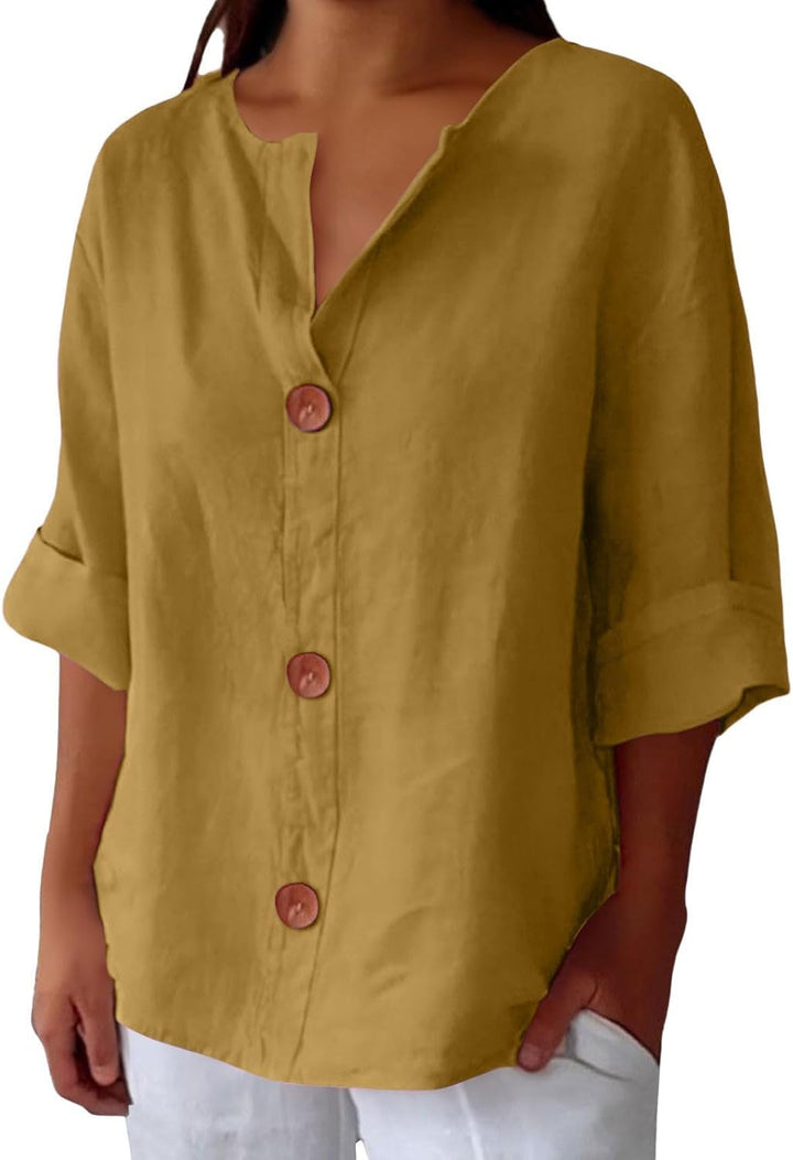 Clara – Effortless Linen Button-Up Top