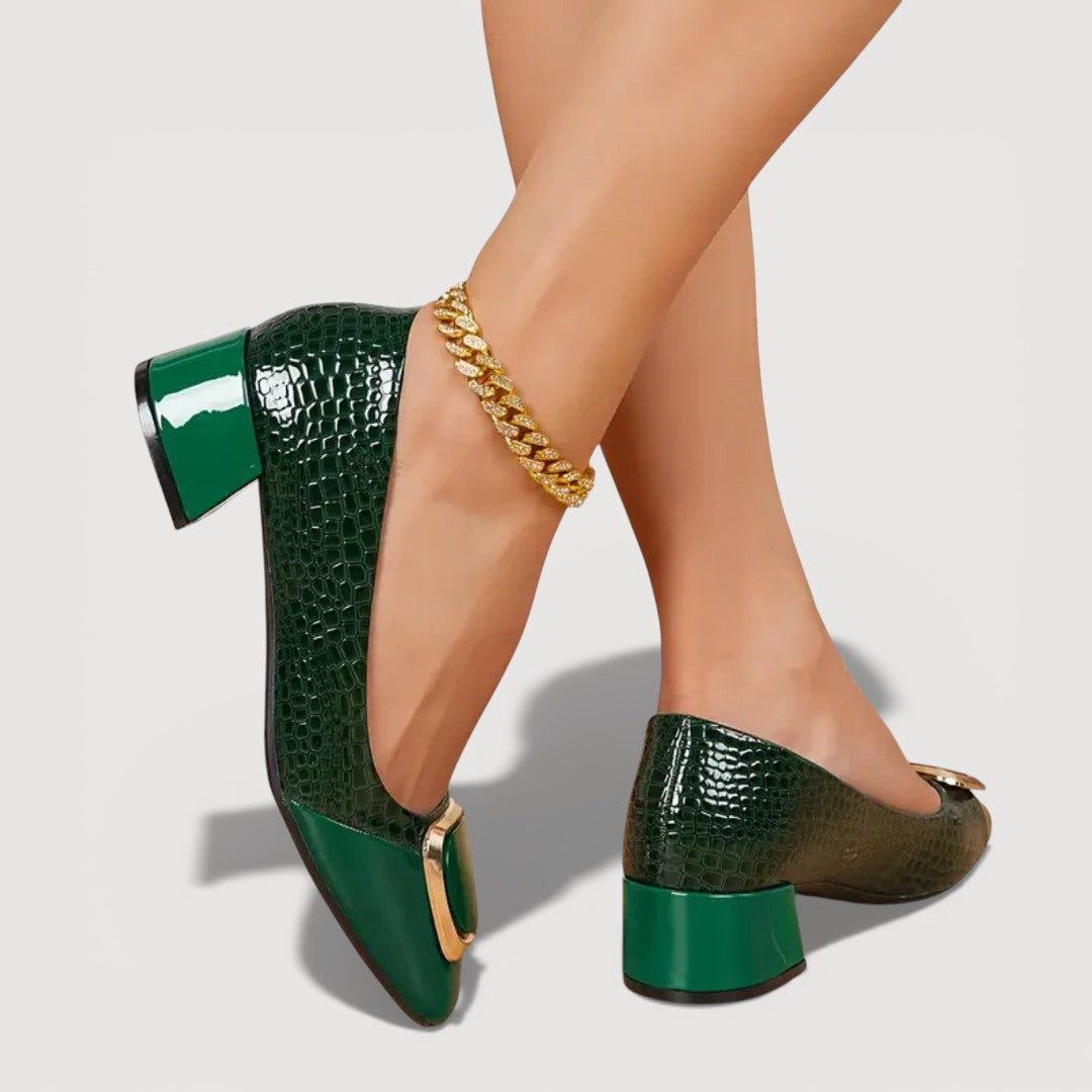 LIVANA – CROCO BLOCK HEELS