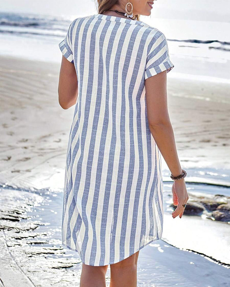 Madison| Elegant Striped Shirt Dress