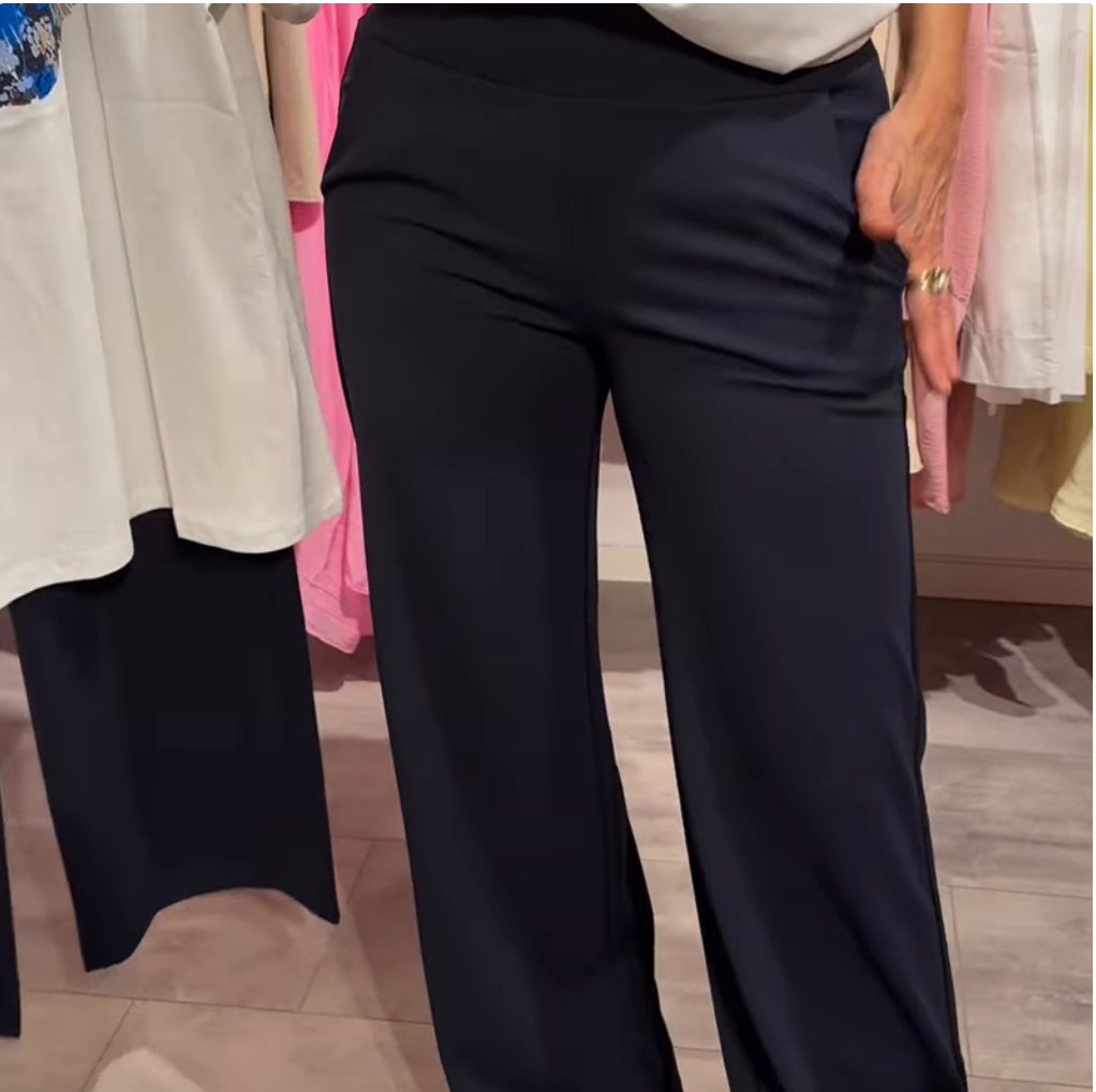 Lips Graphic Tee & Navy Wide-Leg Trousers Set