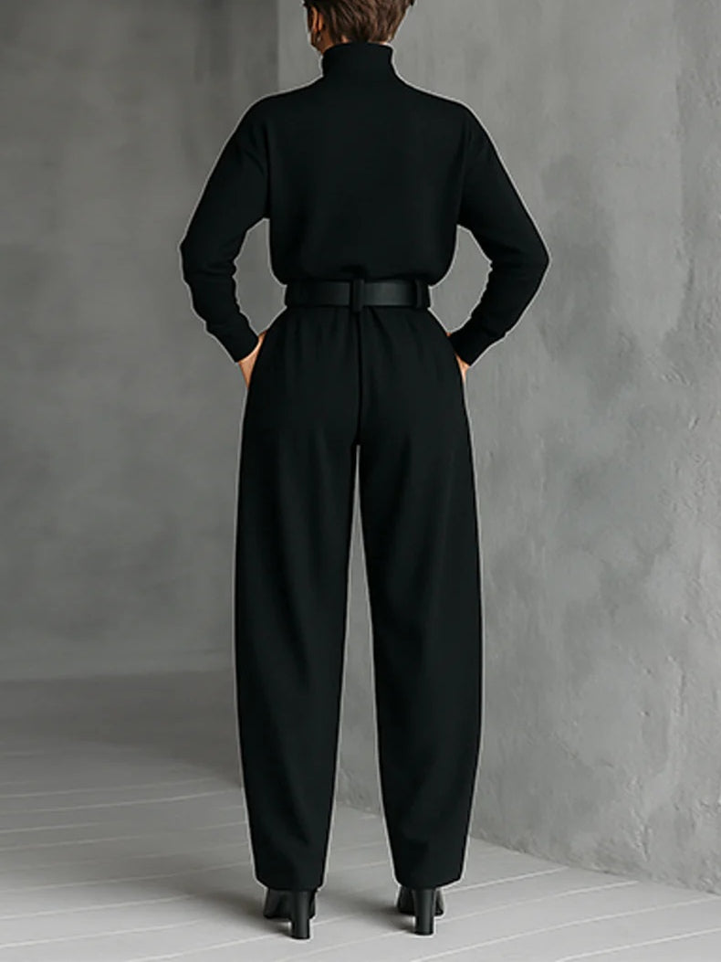 Black Turtleneck Two-Piece Set